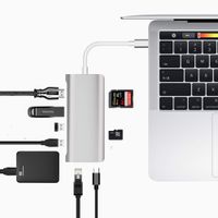 USB C Hub, MyMAX 8-in-1 Laptop Docking Station Type C Hub Adapter with 1Gbps Gigabit Ethernet Port, 3 USB 3.0 Ports, 4K HDMI, SD/TF Card Reader, USB-C 100W PD Charging Port for MacBook, Type C Device