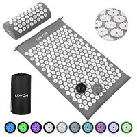 Lixada Acupressure Mat and Pillow Set with 2pcs Spiky Massage Balls for Back/Neck/Feet Pain Relief and Muscle Relaxation with Carry Bag (Grey&White)