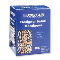 First Aid Safari Print Bandages - First Aid Kit Supplies - 100 per Pack