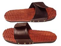 Wooden Massager Chappal, Pain Relief Footwear, Acupressure Massager, Brown Color Strip by Affaires W-40227