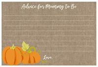 Pumpkin Advice For Mommy To Be Lil Baby Shower Burlap Fall Autumn Harvest Halloween Autumn Tan Orange Advice Cards Parental Wisdom Parents To Be Gifts Activities Gender Neutral Boys Girls (24 count)