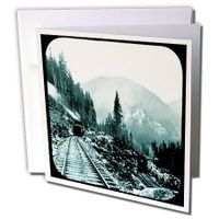 3dRose Trains Coming and Going Classic American Railroad - Greeting Cards, 6 x 6 inches, set of 12 (gc_16188_2)