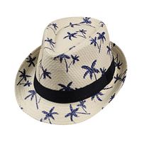 QIUUE 2020 Unisex Top Gangster Cap Beach Sun Straw Hat Band Sunhat Outdoor Cap (Beige 1)