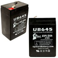 2X Pack - Quest Medical S Variable Press INTELL P Battery - Replacement UB645 Universal Sealed Lead Acid Battery (6V, 4.5Ah, 4500mAh, F1 Terminal, AGM, SLA) - Includes 4 F1 to F2 Terminal Adapters