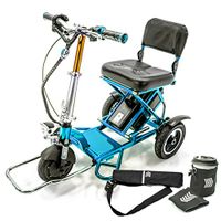 TRIAXE Sport Foldable Electric Mobility Scooter + Cane & Cup Holder - Blue