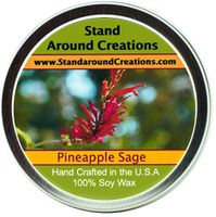 Premium 100% All Natural Soy Wax Aromatherapy Candle - 6oz Tin - Pineapple/Sage: Is a fragrant garden herb that attracts hummingbirds and butterflies to its edible red blooms. An exotic blend of sweet pineapple and aromatic sage.