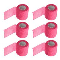 ESUPPORT 2 Inches X 5 Yards Pink Self Adherent Cohesive Wrap Bandages Adhesive Wounds Strong Elastic First Aid Tape for Sport Wrist Ankle 6 Count