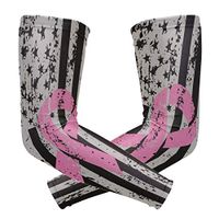 Anyangquji Breast Cancer Awareness Ribbons Big American Flag Arm Sleeve Protectiv for Man Elbow Brace for Arthritis (1 Pair)
