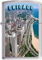 Windy City of Chicago Skyline Lake View Chrome Zippo Lighter