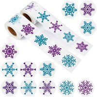 GESKS Multiple Christmas Snowflakes Stickers 500 PCS Xmas/Winter Wonderland/Holiday Party Favors Decorations Cards Envelope Seals Sticker Decals,12 Different Designs