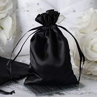Efavormart 12PCS Black Satin Gift Bag Drawstring Pouch Wedding Favors Bridal Shower Candy Jewelry Bags - 4"x 6"