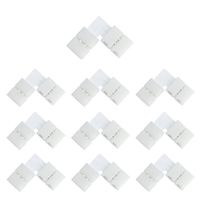 LightingWill 10pcs Pack L Shape Solderless Snap Down 2 Pin LED Strip Connector for Right Angle Corner or 90 Angle Turning Connection of 10mm Wide 5050 5630 Single Color Flex LED Strips