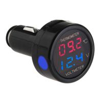 Onewell Digital Voltage 10-170 ¨H Temperature Monitor Tester Multimeter Car Motorcycle Battery Voltmeter Thermometer Detector 2in1 Cigarette Lighter Plug 12V/24V Power Temp Volt Testing Gauge Blue