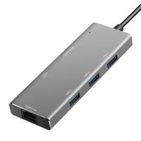 LWS 6-in-1 Type C hub, USB C Hub Adapter for iPad Pro, MacBook Pro/Air, USB-C PD, Gigabit Ethernet, USB 3.0, Micro/SD Card Slots
