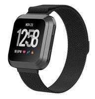 Metal Replacement Bands Compatible for Fitbit Versa/Versa Lite Edition/Versa 2,Adjustable Wrist Accessories Sport Wristbands for Women&Men (Small, Black)