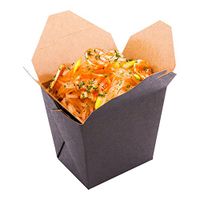 16 oz Black Paper Square Noodle Take Out Container - 3 1/2" x 3" x 3 1/4" - 50 count box - Restaurantware