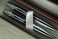 Cross Autocross Compact Havana Black Lacquer (Tuxedo) and Extremely Polished Appointments Ballpoint Pen and Continuous Twist 0.9mm Pencil Set in Pristine Cross Gift Box