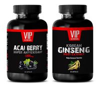 Metabolism Fat Burner - ACAI Berry Extract – Korean Ginseng Extract - Ginseng Powder - 2 Bottles Combo (60 Capsules + 60 Capsules)