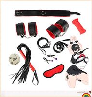 9 - Piece Set Perfectly Matched with Black Leather and Red Plush