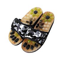 ADAHX Acupressure Wooden Cobblestone Shoes, Reflexology Foot Massager Slippers Promote Blood Circulation and Improve Metabolism,Black,41/42（27.5CM）