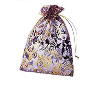 Riverer 100 pcs Gold Roses Pattern Organza Gift Bags, 13x18cm (5.1x7.1 Inches)