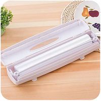 Plastic Wrap Cutter,Plastic Wrap Cutter,Reusable Dispenser with Slide Cutter,Stainless Steel Slide Cutter,Removable Fixed Suction Cup