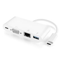 TNP USB C to VGA + USB 3.0 Type A + Gigabit Ethernet + USB Type C Power Delivery Charging Port Hub Adapter - USB-C to SuperSpeed USB, RJ45 LAN Network Card, 1080P Video Converter Connector Cable Wire