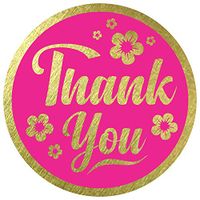 Thank You Stickers Seals Labels (Pack of 120) 2" Large Round Gold Foil Stamping on Magenta for Cards Gift Envelopes Boxes