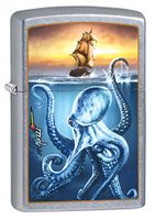 Zippo Lighter: Mazzi Octopus and Ship - Street Chrome 78888