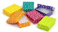 888 Display USA, Inc - 100 Qty Multi Color Polka Dot Jewelry Gift Packaging Cotton Filled Assorted Boxes - 5 3/8 x 3 7/8 x 1