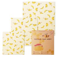 Natural Beeswax Food Wrap, Manfore Reusable Biodegradable Wax Food Wrap, Ecological Replacement to Plastic Wrap, Set of 3 Zero Waste Food Wrapping Paper, Washable Bowl Covers(Bees)