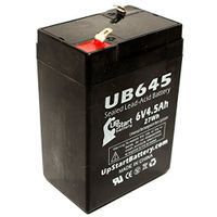 Baxter Healthcare XYGEN/Ericsson STAT MET Battery - Replacement UB645 Universal Sealed Lead Acid Battery (6V, 4.5Ah, 4500mAh, F1 Terminal, AGM, SLA) - Includes Two F1 to F2 Terminal Adapters