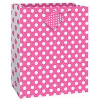 Unique Industries, Large Gift Bag, 12.5 x 10.5 inches - Hot Pink Polka Dot