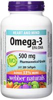 Webber Naturals Omega-3 Softgel, 500mg 200 SoftGels