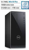 Dell Inspiron Business Desktop, Intel Core i5-7400 3.00GHz Processor (6MB Cache, Up to 3.50GHz), Intel HD Graphics 630, 16GB Memory, 512GB SSD + 1TB HDD, Windows 10 Pro, Black
