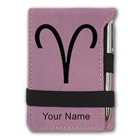Mini Notepad, Zodiac Sign Aries, Personalized Engraving Included (Pink)