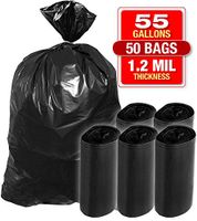 Heavy Duty Black Trash Bags - 55 Gallon 50 PK Black Bags for Garbage, Storage - 1.2 Mil Thick, 35"Wx55"H Industrial Grade Trash Bags for Construction, Yard Work, Commercial Use - by Tougher Goods