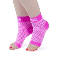 Athletec Sport Compression Foot Sleeves with Arch Support to Help Relieve Plantar Fasciitis Aches, Pains, Swelling, Heel Pain, and Treatment for Everyday Use - Size Large in Hot Pink (One Pair)