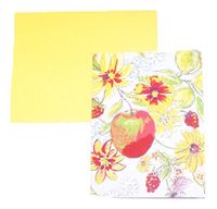 April Comell Accented Blank Cards ~ Floral Frenzy (Fruits and Flowers; 6 Cards with Yellow Envelopes; 5.5" x 4.25")