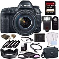 Canon EOS 5D Mark IV DSLR Camera with 24-105mm f/4L II Lens + Sony 64GB High Speed UHS-I SDXC U3 Memory Card (Class 10) + 77mm 3 Piece Filter Set + 77mm +1 +2 +4 +10 Macro Set + 77mm Lens Hood Bundle
