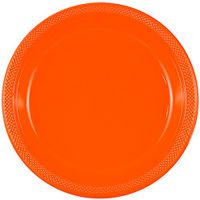 JAM PAPER Round Plastic Party Plates - Small - 7 inch - Orange - 20/Pack