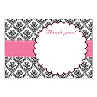 30 Blank Thank You Cards Notes Pink Black Baby Bridal Shower Birthday + 30 White Envelopes