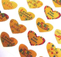 Happy Birthday Heart Greeting Stickers, Gold Self-stick Labels for Cards, Envelopes, Craft, Decoration