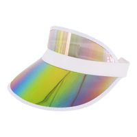Rebecca Women Men Summer Colourful Membrane Sun Visor Caps Transparent Plastic Sun Hat Elastic Headband UV Protection Outdoor Sports Beach Cap Silver