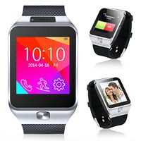 Indigi 2-in-1 Bluetooth + GSM Wireless Smart Watch Phone Cell Phone Camera MP3 for Android Galaxy S6 S6 Edge Note 4 Note 3 (Silver)