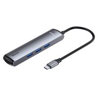 USB C Hub, Aluminum USB-C Laptop Docking Station, Baseus 6 in 1 USB C Adapter with USB C to HDMI, 1000M Ethernet, PD Charging Port, 3 USB 3.0 Ports for MacBook/Pro/Air 2018, XPS,Galaxy S9/S8, and More