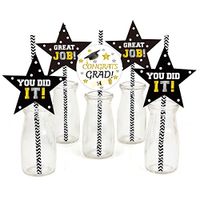 36 PCS Class of 2019 Graduation Party Paper Straw Decoration - Graduation Cap Straws Paper for Graduation Party Favors