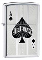 Zippo Jim Beam Ace of Spades High Polish Chrome Lighter, Silver, 5 1/2 x 3 1/2cm