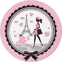 Club Pack of 96 Pink and Black Disposable Party In Paris Dinner Plates 8.8"