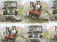 Alex Clark Border Collies & Land Rover Gift Wrapping Paper 2 Sheets 19.5 inches x 27.5 inches